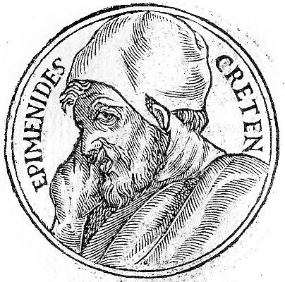 Illustration of Epimenides from %22Promptuarii Iconum Insigniorum%22 by Guillaume Rouillé