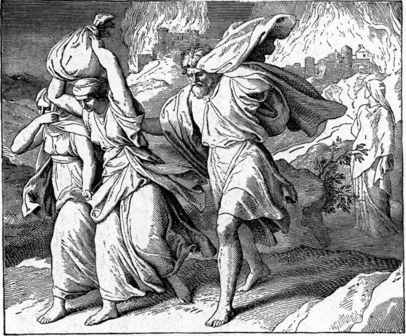 Fleeing Sodom and Gomorrah by Julius Schnorr von Carolsfeld, 1860