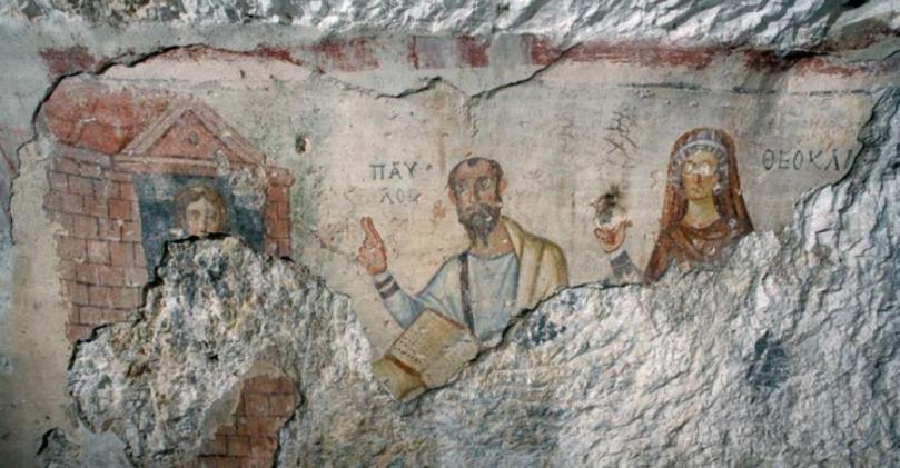 Cave painting of Paul and Thecla from Ephesus